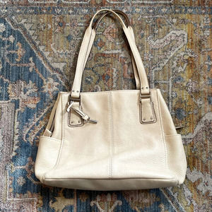 Fossil Pebble Leather Cream Double Handle Shoulder Purse